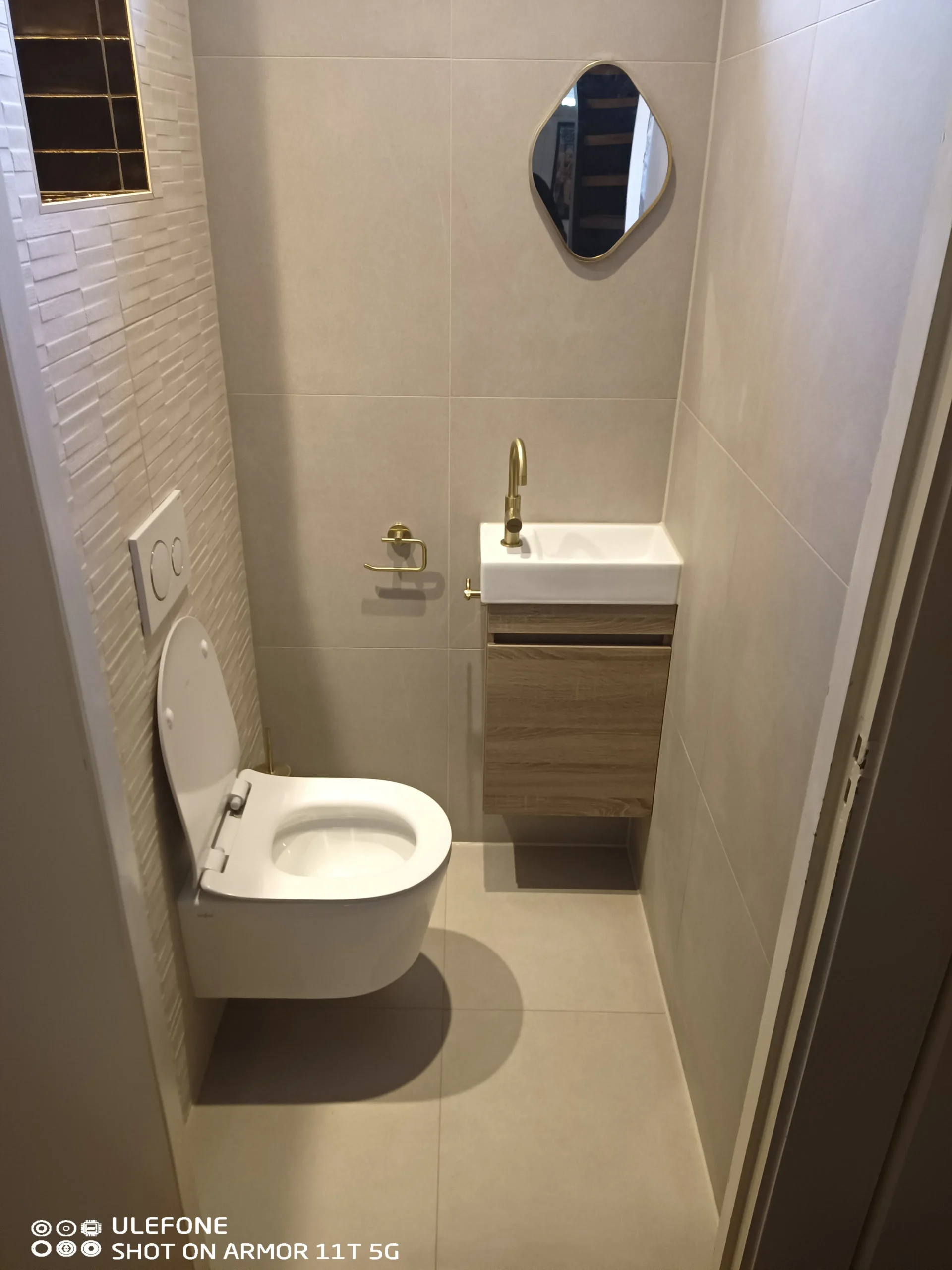 Toilet renovatie met gouden kranen en fonteintje door CKW Installatietechniek Moerkapelle